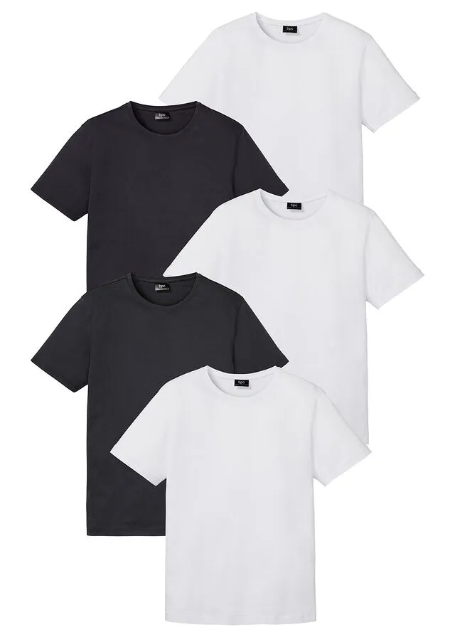 Camiseta (5 unidades) Blanco (3) + negro (2)